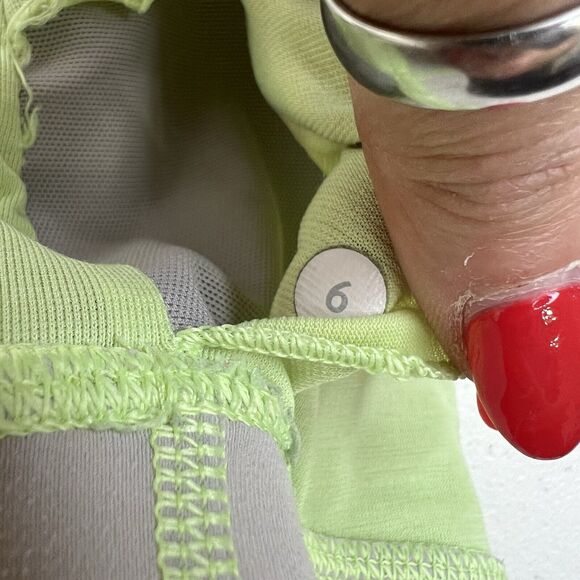 Lululemon Size 6 Energy Bra Medium Support Stretch B / C Cup Gray Lime Green - Picture 11 of 13